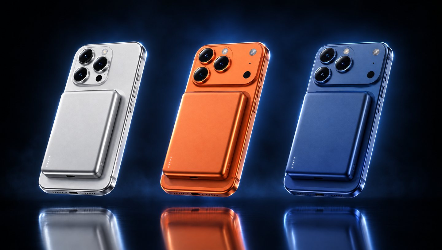VOLTIQ MAG in Silber, Orange und Navy nebeneinander